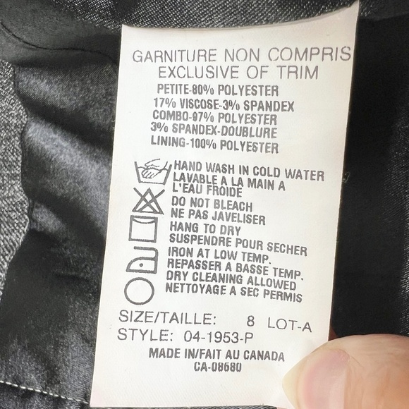 Vintage Glansport Canada grey black satin detail boxy full zip vest 8P - Picture 13 of 13